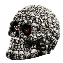 Handmade LED Eyes Resin Skull Statues Skull Figurines Sculpture Home Decoration Halloween Decor Gift