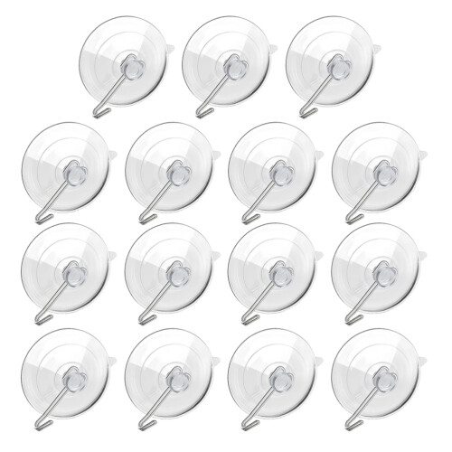 Clear Suction Cup Hooks for Smooth Surfaces 15 Pcs