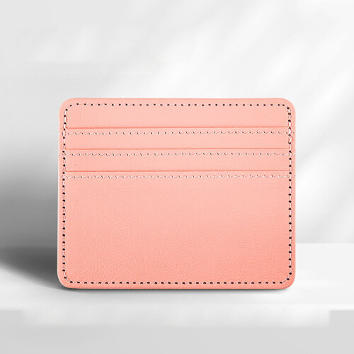 Card Organizer Pouch RFID Blocking Slim Leather Wallet Pink