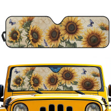 Sunflower Print Windshield Sun Shade UV-Blocking Reflective