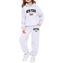 Girls Long Sleeve Hoodie Set with Letter Print Casual Outfit