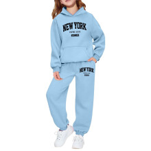 Girls Long Sleeve Hoodie Set with Letter Print Boho Style
