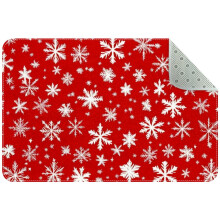 Snowflake Red Entryway Rug 2x3 Feet Non-slip Washable