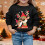 Kids Santa Pullover Cartoon Reindeer Print Round Neck Long 2