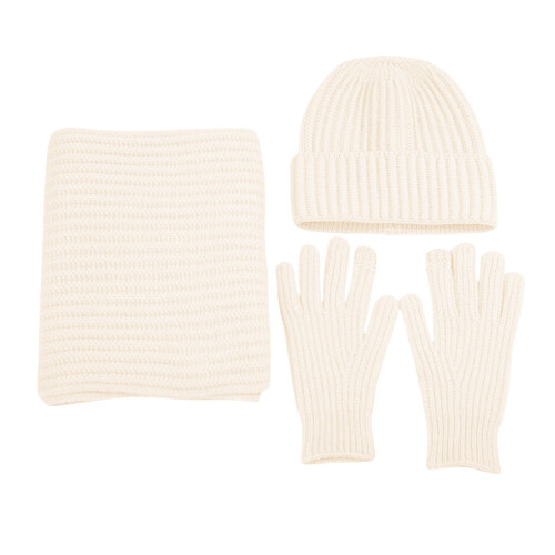 Thermal knit scarf and hat set triple-layer cold weather