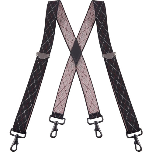 Men's suspenders X-back black hooks 48 inch adjustable