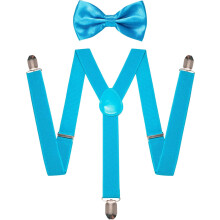 Men's Suspender and Bow Tie Set with 3 Clips Adjustable