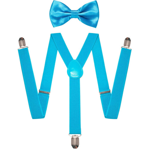 Men's Suspender and Bow Tie Set with 3 Clips Adjustable