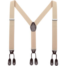 Men's Brown Button-End Suspenders Adjustable Elastic