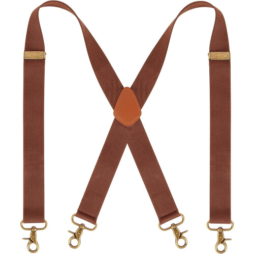 Men's Braces X-Shape Adjustable Elastic with 4 Hook Clips