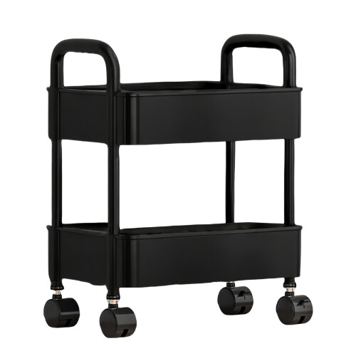 Black 4-Tier Rolling Kitchen Cart with Wheels