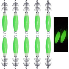 Glow Squid Jigs Saltwater Fishing Lures Green 10pcs