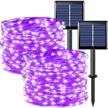 Morttic Solar String Lights Purple Copper Wire 200-LED 66FT