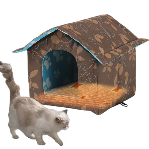 Winter Cat House with Self-Warming Pad S