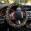 Leopard Print Steering Wheel Cover Winter Fluffy Elastic 3