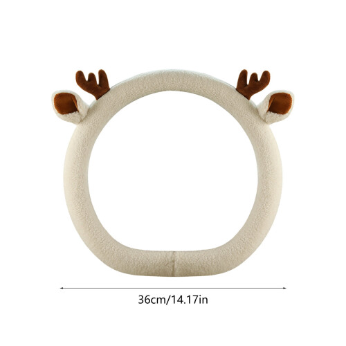 Steering Wheel Cover Fleece D-Shape Warm Teddy Bear Design 2