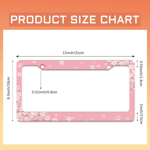 Cherry Blossom License Plate Frame Aluminum 1 Pack 1