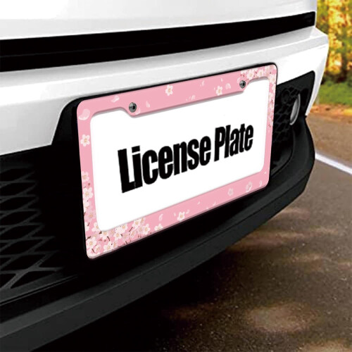 Cherry Blossom License Plate Frame Aluminum 1 Pack 2