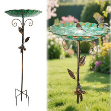 YAMB Metal Bird Bath Outdoor 10 Inch Removable Bowl