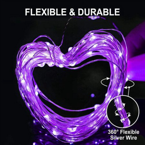 Solar Copper Fairy Lights Purple 66FT 100LED 2 Pack 2