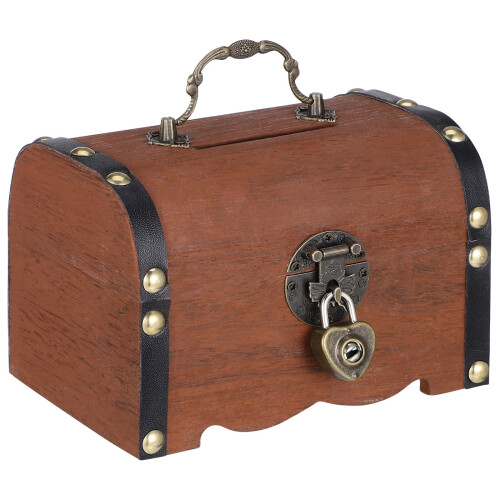 Wood Storage Trunk Dark Brown Vintage 1 Piece 2