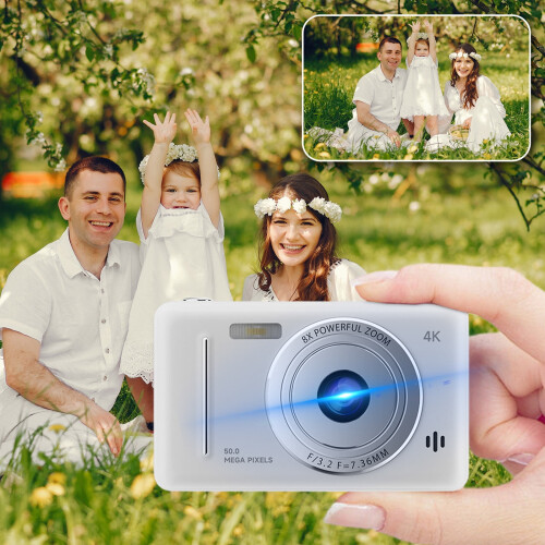 4K Digital Camera with Lanyard Portable Point-and-Shoot for 2