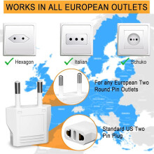 European Plug Adapter,20Pcs US to Europe Plug Adapter,European Travel Type C Plug Adapter,Europe Power Converter EU Plug