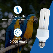 2X UVA UVB Light Bulb for Birds 2.4 UVB 20W Compact Flourescent Lamp for All Kinds Captive Birds B