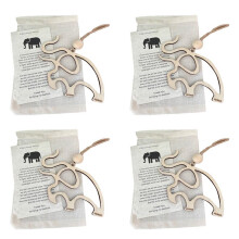 4X Freundschafts-Elefant-Ornament, Elefanten-Ornament Aus Holz mit Geschichtenkarte, Freundschaftsgeschenk, Elefanten-Ornament für Freunde