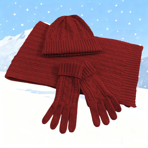 Winter Knit Hat and Scarf Set Soft Yarn 2-Piece 1