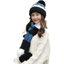 Women's Knit Winter Hat Scarf and Gloves Set Bear Design