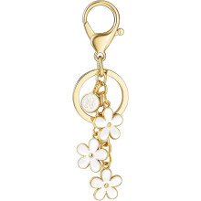 Keychain with White and Pink Flower Charms 1pc