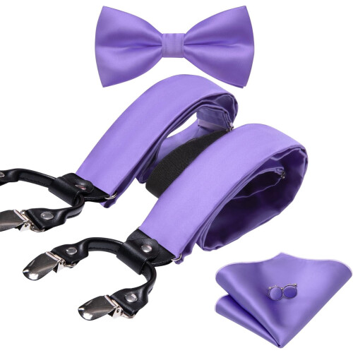Men's Silk Braces with Paisley Pattern Adjustable 6-Clip