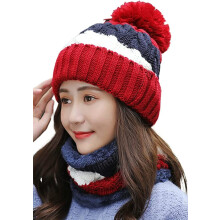 Women's Knit Winter Hat Scarf and Gloves Set Bear Design