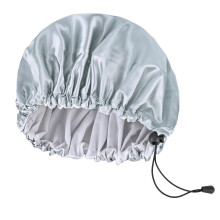 Satin PEVA Shower Cap Reusable Black Large Size