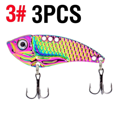 Metal Spoon Lure with 3D Fish Eye and Double Hook 3 Pack