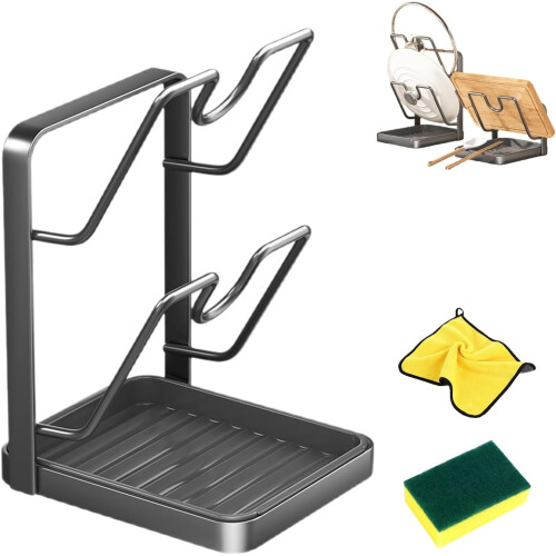 Carbon Steel Lid Storage Rack with Tray