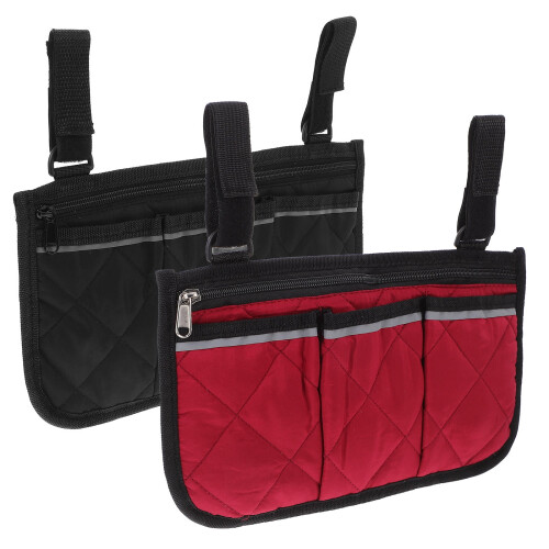 Wheelchair Side Bag Universal Armrest Pouch 2 Pack