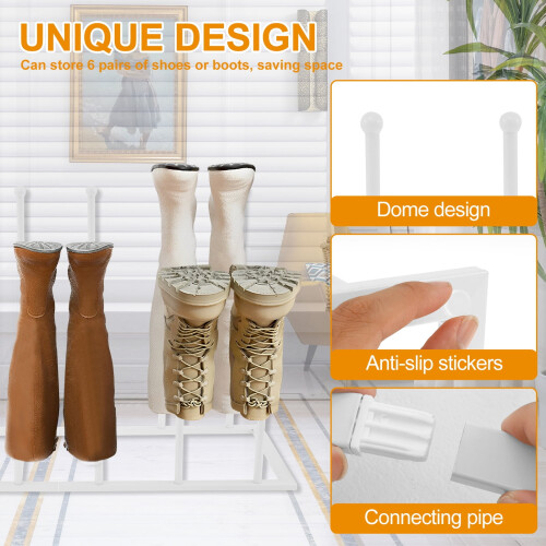 Metal Boot Rack Stand with Removable Shelves, 6-Pair 2
