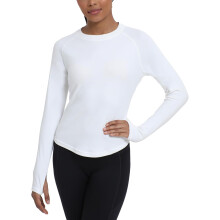 Women's Thermal T-Shirt with Long Sleeves and Thumb Holes White M — women's thermal shirt, women's sportswear