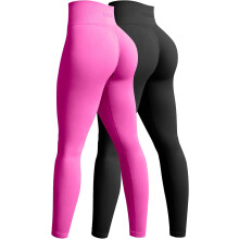 Yoga Leggings Hoher Bund Push-Up Set 2 Stück Schwarz und Pink M — damen leggings, high waist leggings, push up leggings