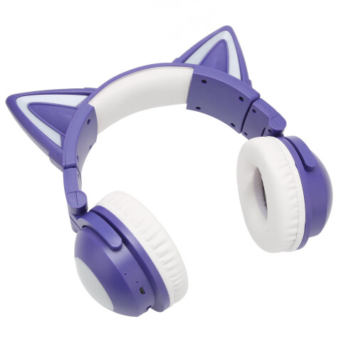 Cat Ear Bluetooth Headset Purple Stereo with Mic and LED 2