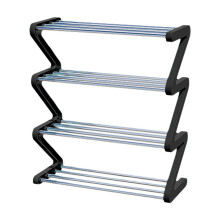 Z-shaped metal shoe rack 4 tiers black