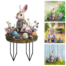 Easter Bunny Yard Sign Colored Egg Design 11.81x7.87 Inch