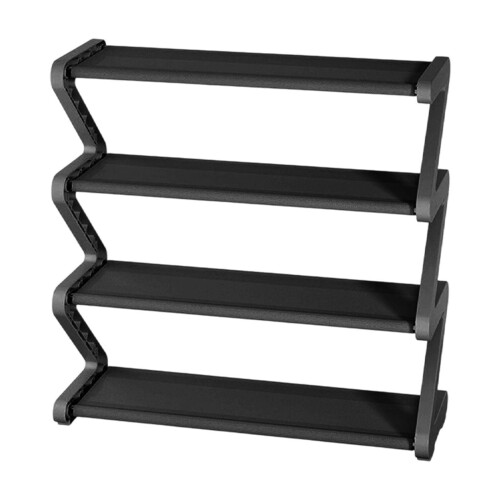 Z-Shaped Metal Shoe Rack 4 Tier Black
