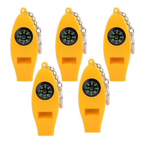 Yellow multifunctional whistle with compass 1.2x0.8x4.4 in 1