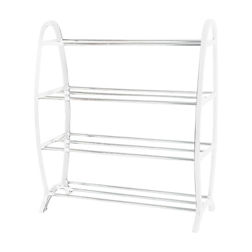 White Plastic Shoe Rack Entryway Organizer 3-Tier