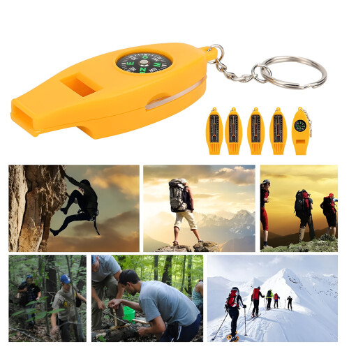 Yellow multifunctional whistle with compass 1.2x0.8x4.4 in 2