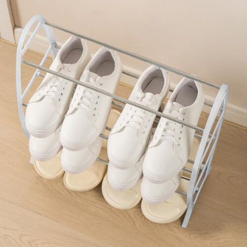 White Plastic Shoe Rack Entryway Organizer 3-Tier 2