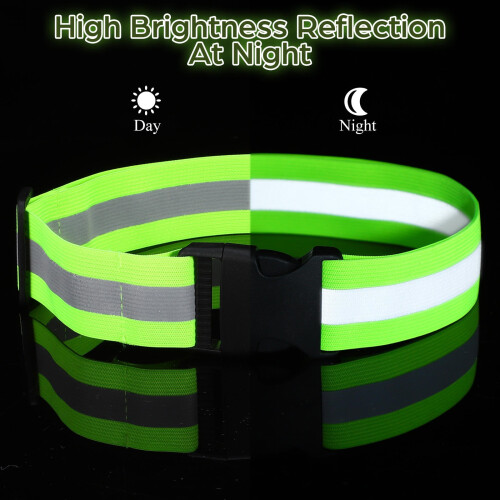 LEORX Running Reflective Belt Fluorescent Green 1 Pack 2